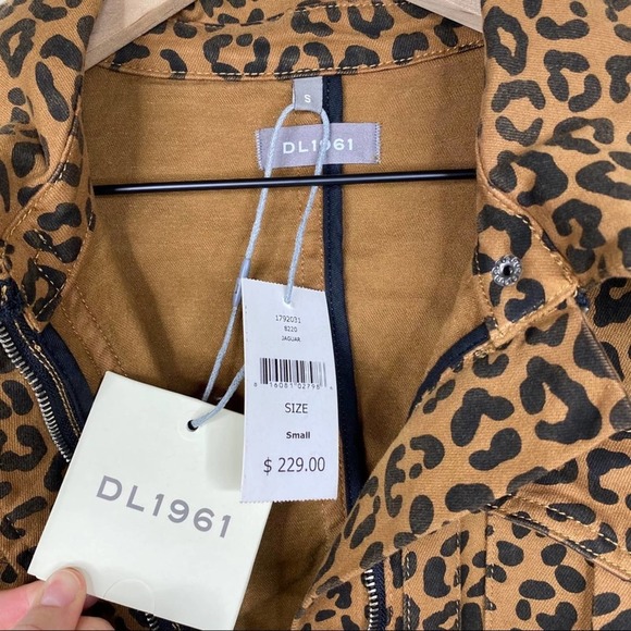 NWT DL1961 Howard Street Leopard Jaguar Utility Jacket Coat Tan Brown Animal - Picture 11 of 14